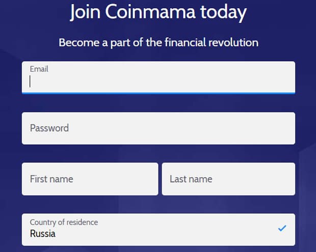 Coinmama rekisteröinti