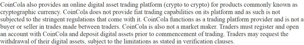 CoinCola kryptovaluuttojen osto ja myynti