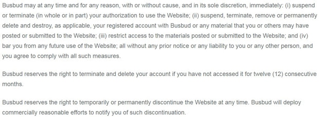 busbud.com estää pääsyn sivustolle.