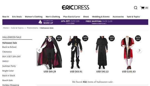 ericdress.com hyvää Halloweenia