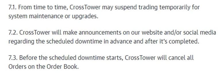crosstower.com kaupankäynti keskeytetty