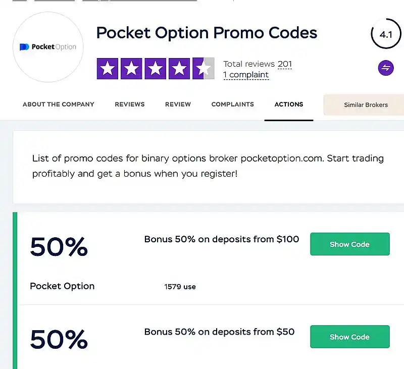 Promocode Ppocket Option